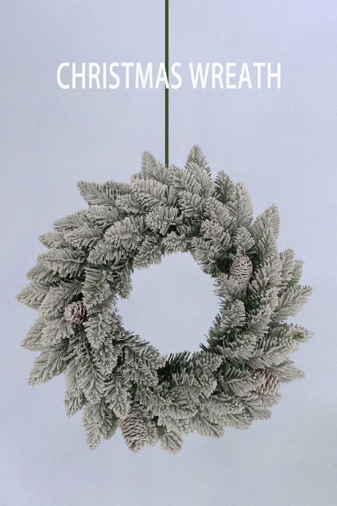 HCW40-72RL,18 Inches Snowy Artificial PVC Christmas Wreath